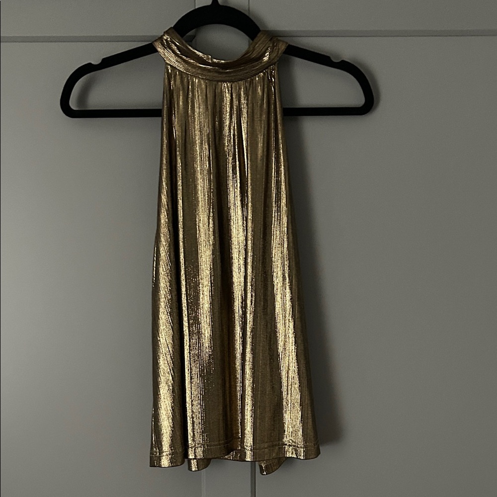 Shimmery Gold Sleeveless Halter Top